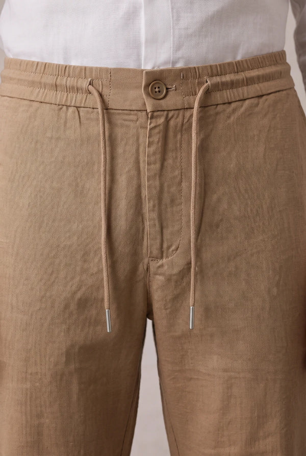 LINEN WIDE DRAWSTRING TROUSERS