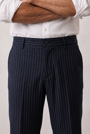 STRIPED LINEN BLEND PANTS