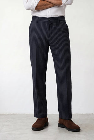 STRIPED LINEN BLEND PANTS