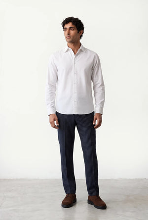 STRIPED LINEN BLEND PANTS