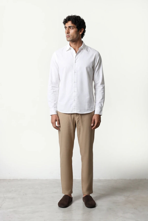 LINEN WIDE DRAWSTRING TROUSERS