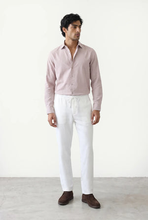 LINEN WIDE DRAWSTRING TROUSERS
