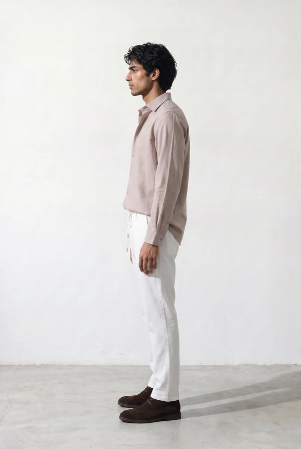 LINEN WIDE DRAWSTRING TROUSERS
