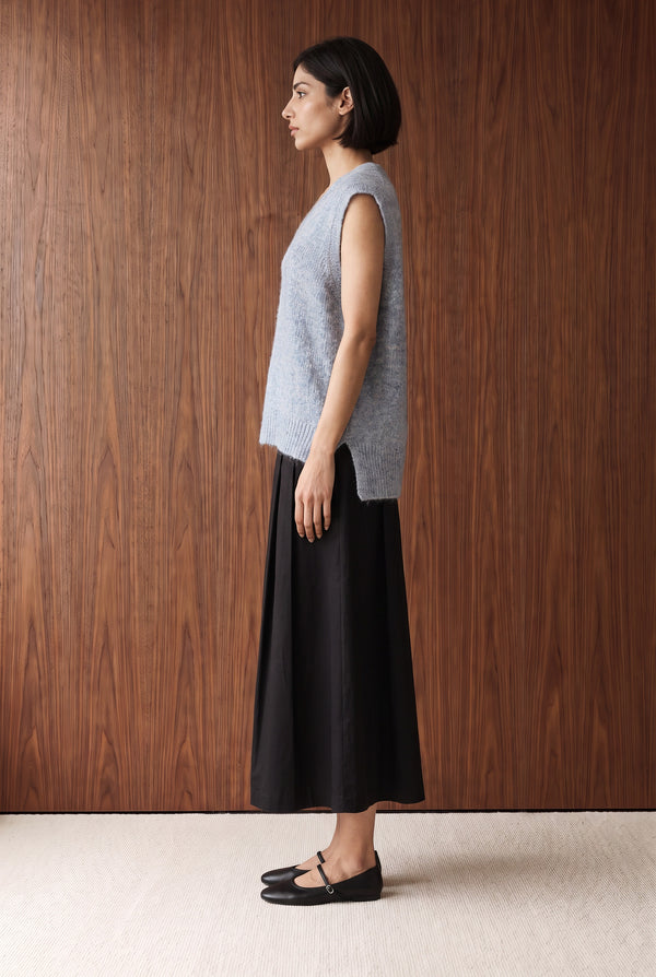 Relaxed Sleeveless Knit Vest - LIGHT BLUE MELANGE