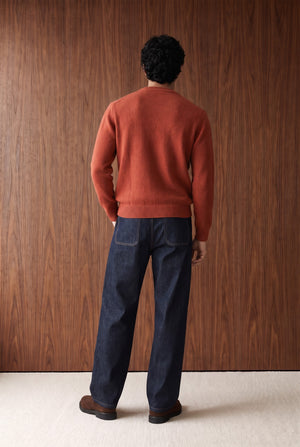 V-NECK FULL SLEEVE SWEATER - RUST