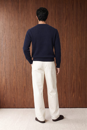 V-NECK FULL SLEEVE SWEATER - NAVY BLUE