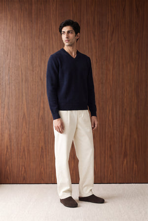 V-NECK FULL SLEEVE SWEATER - NAVY BLUE
