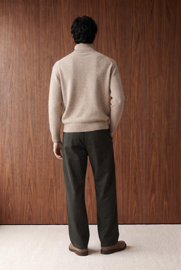 Cable-Knit Roll-Neck Sweater - BEIGE