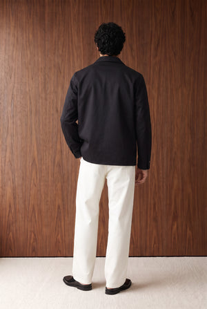 Minimal Button-Front Overcoat - BLACK