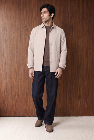 Minimal Button-Front Overcoat - SAND
