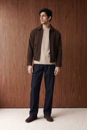 Regular-Fit Zip-Up Jacket - CHOCOLATE BROWN