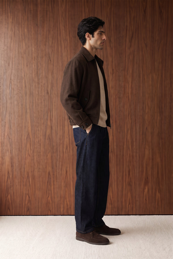Regular-Fit Zip-Up Jacket - CHOCOLATE BROWN