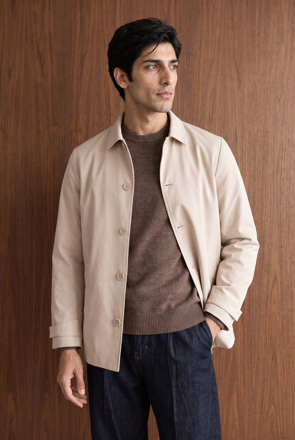 Minimal Button-Front Overcoat - SAND