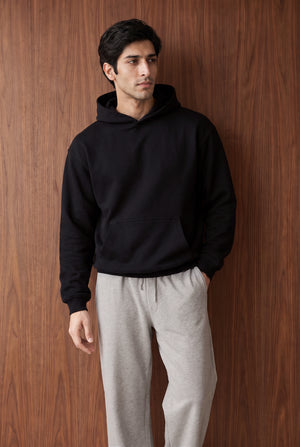 Relaxed Pullover Hoodie - BLACK