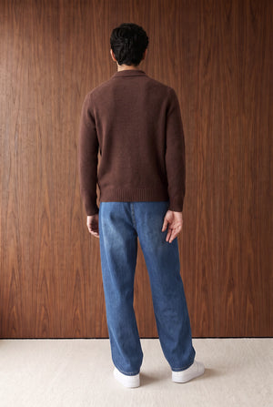 Pleated Barrel-Leg Jeans - DARK BLUE WASH