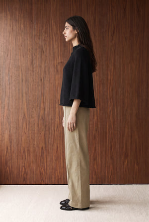 Wide Sleeve Knit Sweater - BLACK