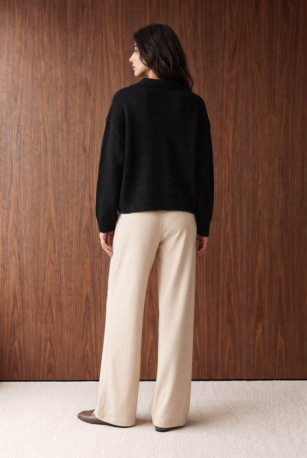 BRUSHED EFFECT KNIT JUMPER - BLACK