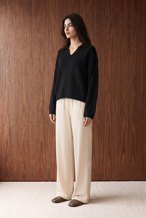 BRUSHED EFFECT KNIT JUMPER - BLACK