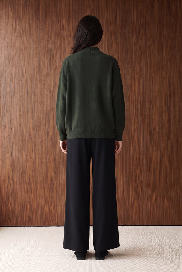 KNIT OVERSIZED SWEATSHIRT - DARK OLIVE