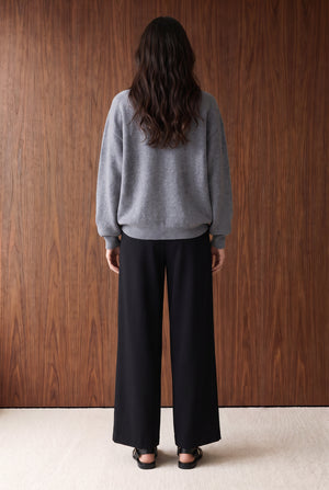 KNIT OVERSIZED SWEATSHIRT - GREY BLUE