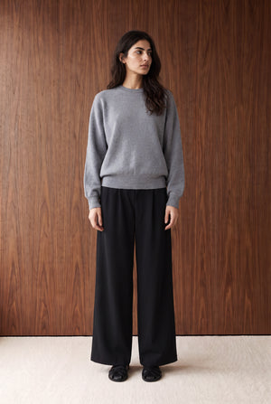 KNIT OVERSIZED SWEATSHIRT - GREY BLUE