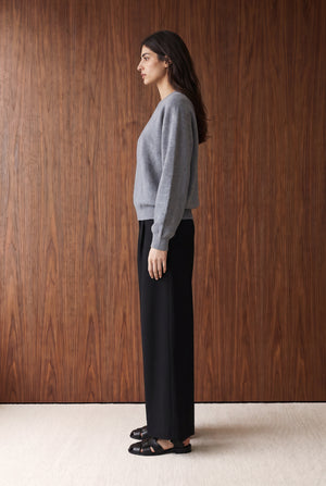KNIT OVERSIZED SWEATSHIRT - GREY BLUE