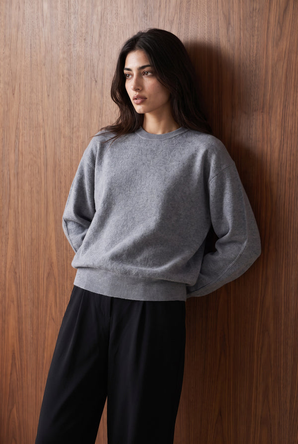 KNIT OVERSIZED SWEATSHIRT - GREY BLUE
