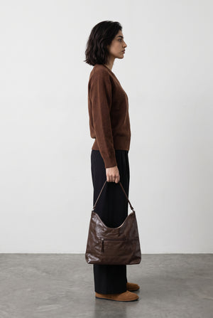 Reversible everyday tote - BROWN AND OFF WHITE