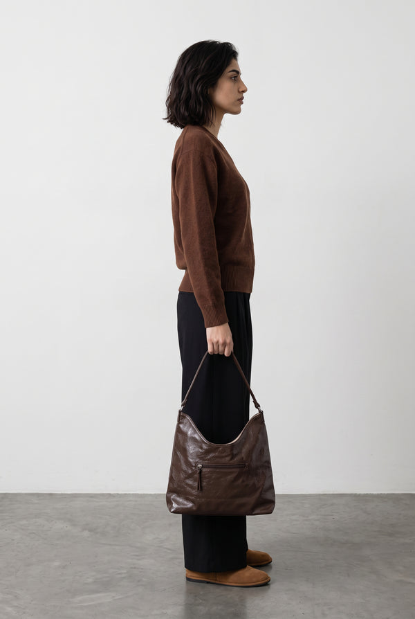 Reversible everyday tote - BROWN AND OFF WHITE