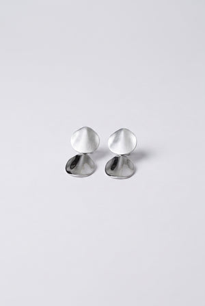 Brushed Silver Disc Drop Earrings
