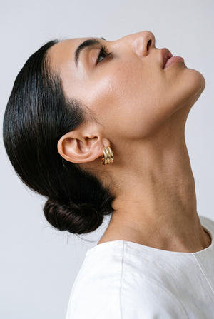 Ribbed Gold Earrings