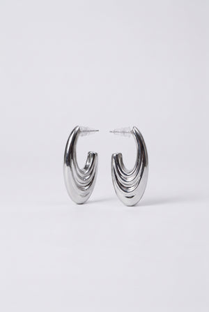 Silver-tone multi-layer hoop earrings
