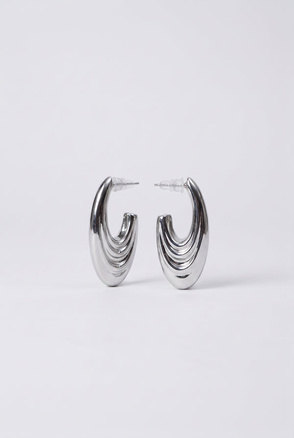 Silver-tone multi-layer hoop earrings
