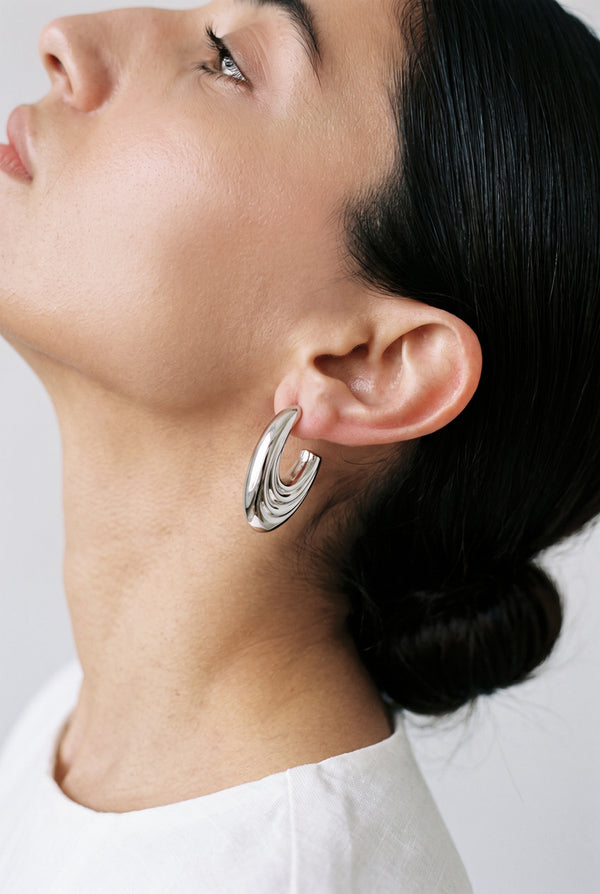 Silver-tone multi-layer hoop earrings