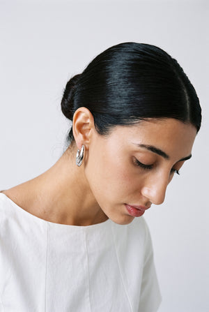 Silver-tone multi-layer hoop earrings