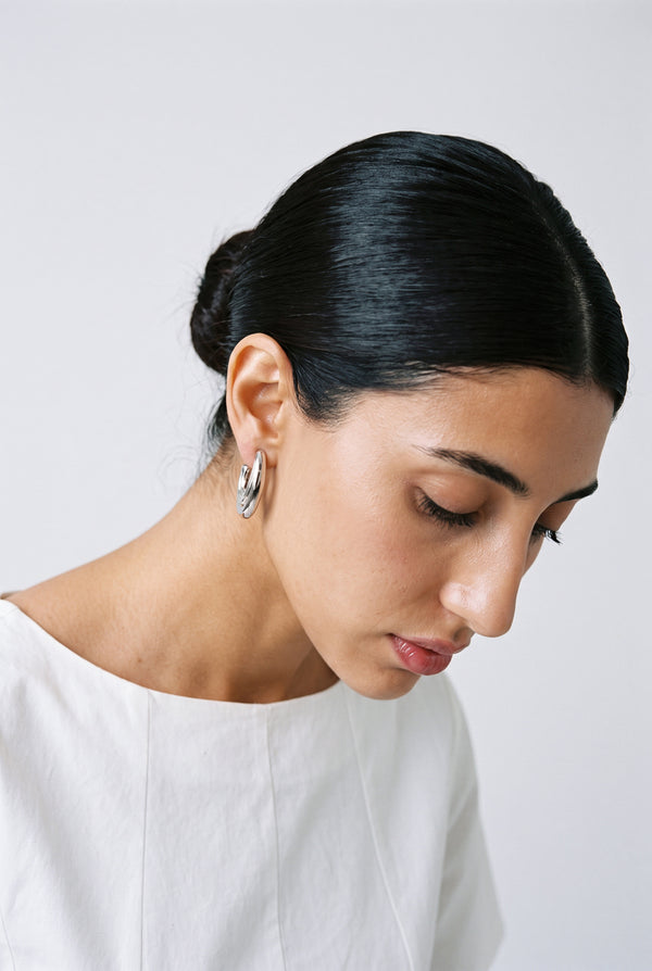 Silver-tone multi-layer hoop earrings