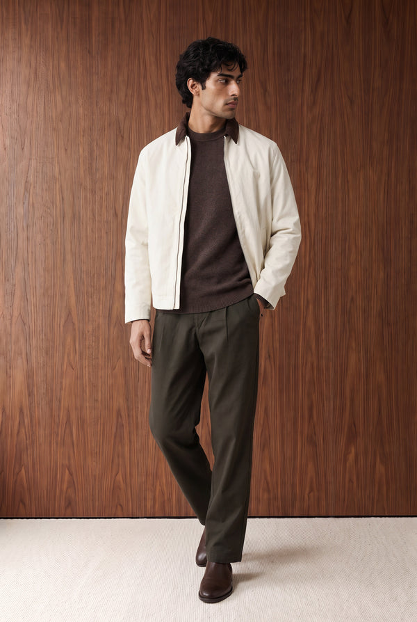 Contrast Canvas Jacket - ECRU
