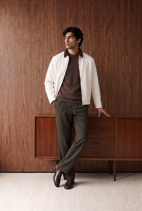 Contrast Canvas Jacket - ECRU