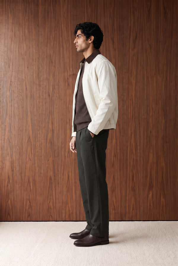 Contrast Canvas Jacket - ECRU