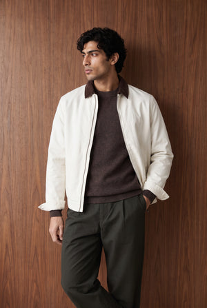Contrast Canvas Jacket - ECRU