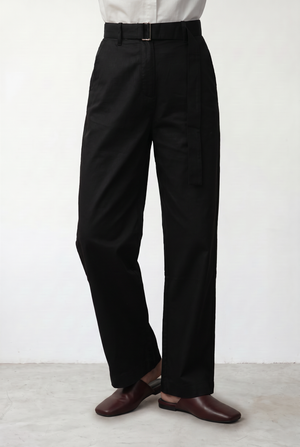 Cotton Lyocell Belted Pants