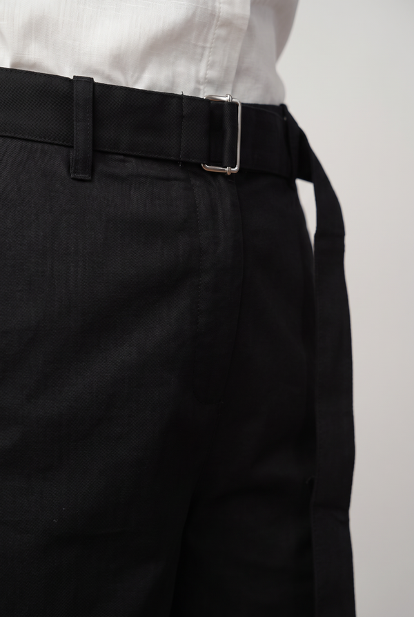 Cotton Lyocell Belted Pants