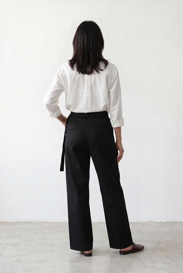 Cotton Lyocell Belted Pants