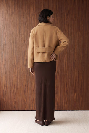 SHORT BUTTON DOWN JACKET - LIGHT BROWN