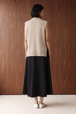 Relaxed Sleeveless Knit Vest - SAND MELANGE