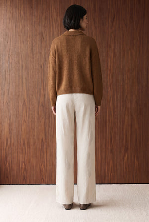 BRUSHED EFFECT KNIT JUMPER - CAMEL BROWN