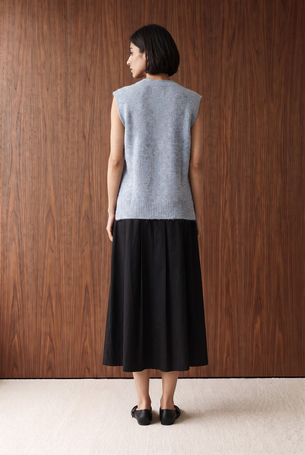 Relaxed Sleeveless Knit Vest - LIGHT BLUE MELANGE
