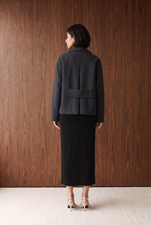 SHORT BUTTON DOWN JACKET - CHARCOAL MELANGE