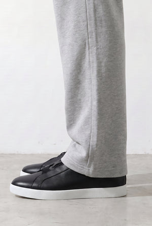 Laceless Slip-On Leather Sneakers - Black