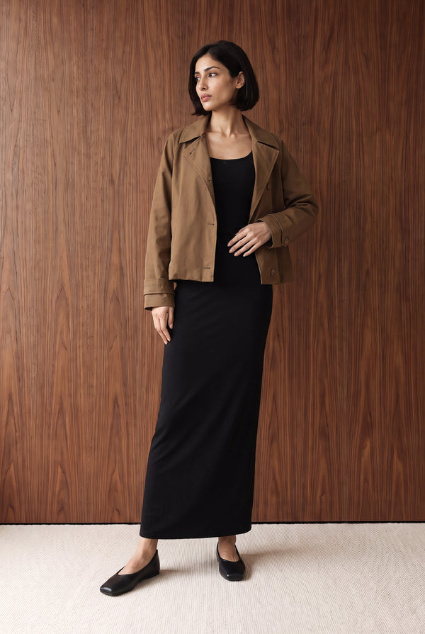 SHORT TRENCH JACKET - BROWN